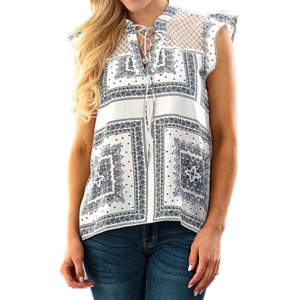 Woven Flutter Sleeve Top
